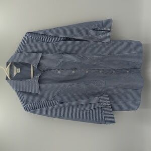 CJ Banks Stripped Button Down Shirt Shirt Blue White Size X Coastal 3/4 sleeves